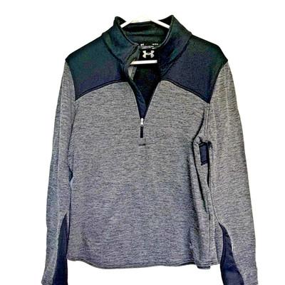 Under Armour ColdGear 1/4 Zip Pullover Women's Large Gray Black Fitted