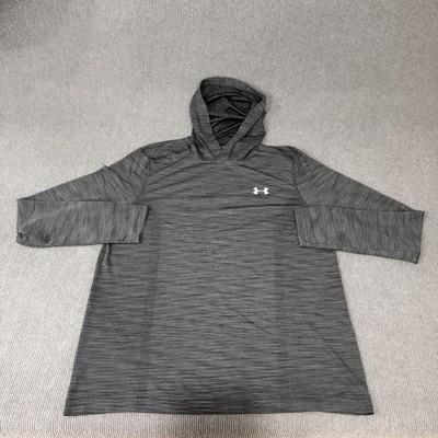 Under Armour Hoodie Mens Large Gray Threadborne HeatGear Pullover Training
