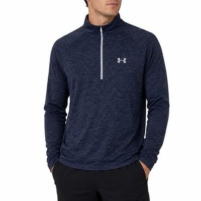 Under Armour Mens HeatGear 2.0 1/4 Zip Pullover Navy Blue Heather MD