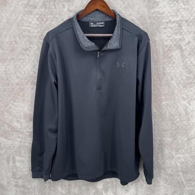 Under Armour Pullover Mens 2XL Black ColdGear 1/4 Zip Fleece Mock Neck Athletic