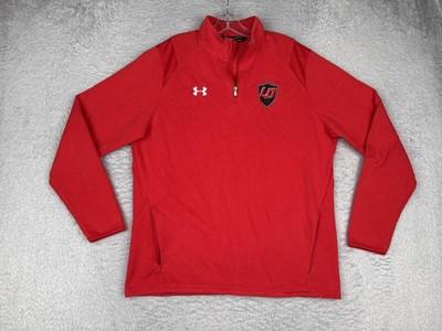 Under Armour Pullover Mens Medium Red 1/4 Zip Fleece ColdGear LD Shield Logo