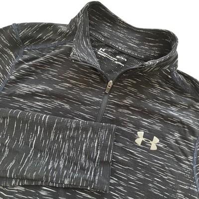 Under Armour Quarter Zip Pullover Mens Medium Black Threadborne Space Dye
