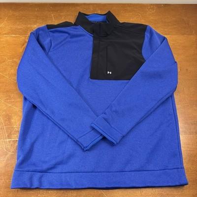 Under Armour Sweater Mens XL Blue Black Cold Gear 1/4 Zip Pullover Storm Golf