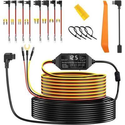 Universal Dash Cam Hardwire Kit 12-24V Mini USB Hard Wire Cable Fuse for Car