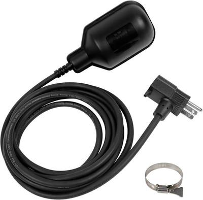 Universal Tethered Sump Pump Float Switch with 10FT Cable (Piggyback Plug), AC 1
