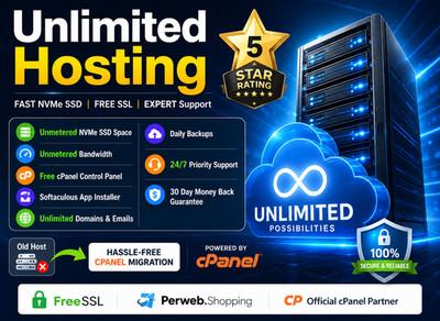 Unlimited Hosting - 🌐SSD Speed + Free SSL + Unlimited Websites | Just $14.99/Yr
