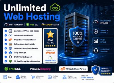 Unlimited Web Hosting - 🌎 Fast SSD, Free SSL | Unlimited Power | Just $15.99/Yr