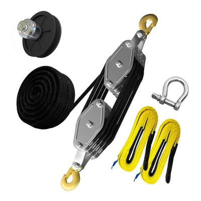 Upgraded Rope Hoist Pulley System, 4400LBS Block and Tackle with 304 Stainless S