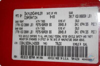 Used Starter Motor fits: 2004 Dodge 1500 PICKUP 4.7 Grade A