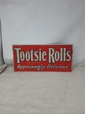 Vintage 1920-30s Advertising Tin Tootsie Rolls Appetizingly Delicious Sign