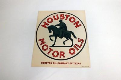 Vintage 1940s Houston Motor Oil Company Advertising Sign Poster Texas 14 x 12