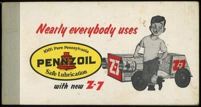 VINTAGE 1940s PENNZOIL ADVERTISING PAPER NOTE PAD "WITH NEW Z-7"