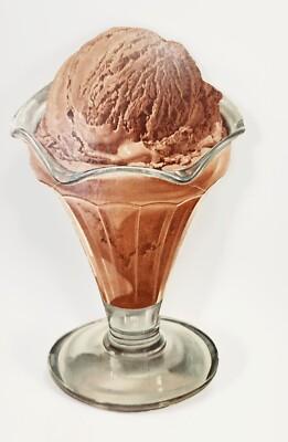 Vintage 1950's Ice Cream Parlor Diner Sign Cardboard Die-Cut Chocolate Sundae