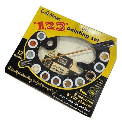 Vintage 1959 Craft Master 123 Oil Paint By Number Set K-12 American Indians 8x10