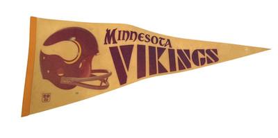Vintage 1970s NFL Minnesota Vikings Full Size Pennant with Logo 2 Bar Helmet
