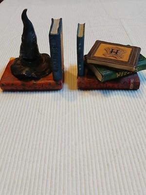 Vintage 2000 Harry Potter Sorting Hat & Books Bookends Set Hogwarts Potions
