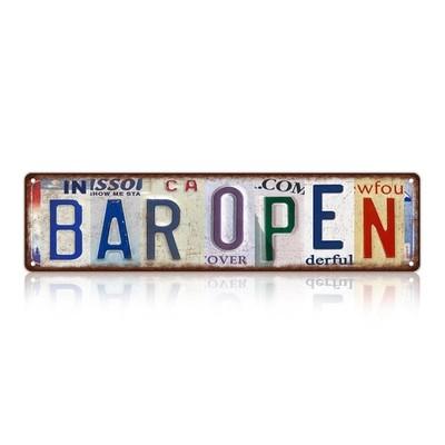 Vintage Bar Open Wall Decor Street Signs Bar Metal Tin Signs 16 x 4 Inches