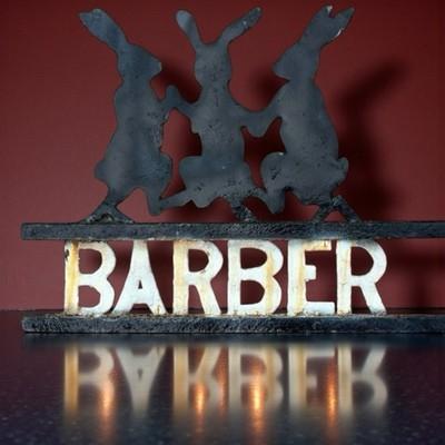 Vintage Barber Shop Advertising Shaving Razor Rabbit Hair Pole Flange Trade Sign
