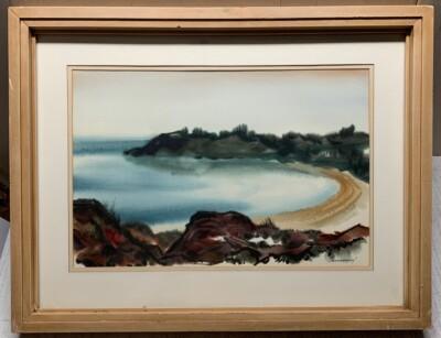 Vintage CHARLES SANDERSON Listed Kansas SPLIT ROCK LIGHTHOUSE MINNESOTA Painting