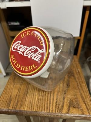 Vintage Coca-Cola Candy/Cookie/Snack Jar Canister Clear Glass - Ceramic Lid