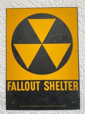 Vintage FALLOUT SHELTER Metal Sign DOD FS #2 NUCLEAR ATOMIC BOMB