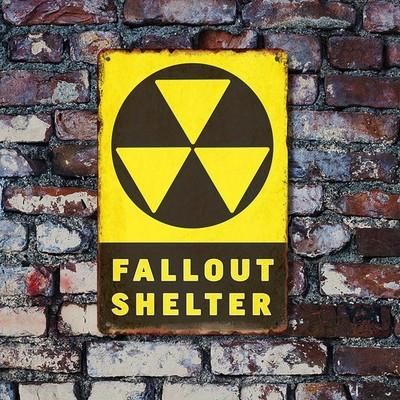 Vintage "Fallout Shelter"Tin Metal Signs Home Décor Retro Nuclear Warning Art, R
