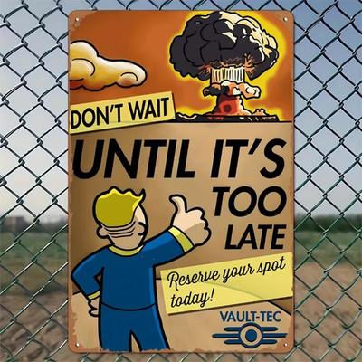Vintage Fallout-Themed Metal Wall Art Sign - 8x12 Inch Metal Wall Art Sign 1pc