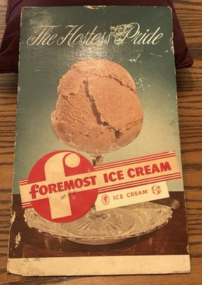 vintage FOREMOST ICE CREAM cardboard standing sign 19.5 by 11.5