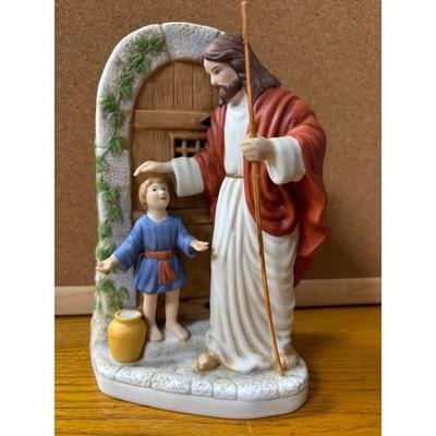 Vintage Jesus with Child Porcelain Figurine Religious Statue Good Shepherd 8"