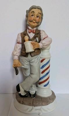 Vintage lefton barber figurine #2559 Leaning On Barber Pole Shaving Mug Razor