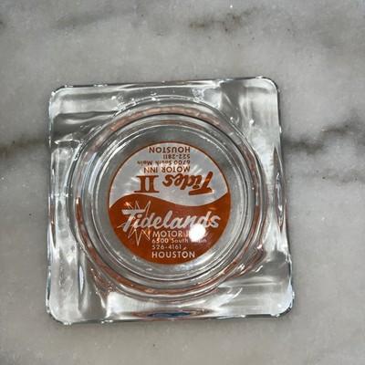 Vintage Marketing Ashtray Clear Glass MCM Tides II Motor Inn Houston TX