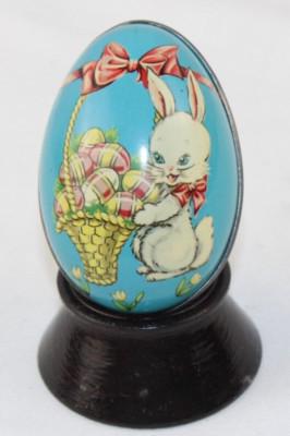 Vintage Metal Easter Egg Tin Candy Holder Biscon Imports Original Candy England