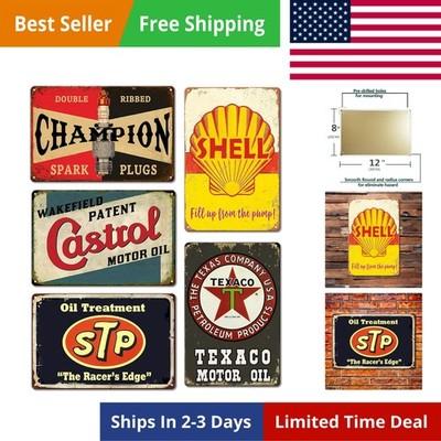 Vintage Metal Tin Signs Retro Garage Signs For Men Wall Decorations Old Car S...