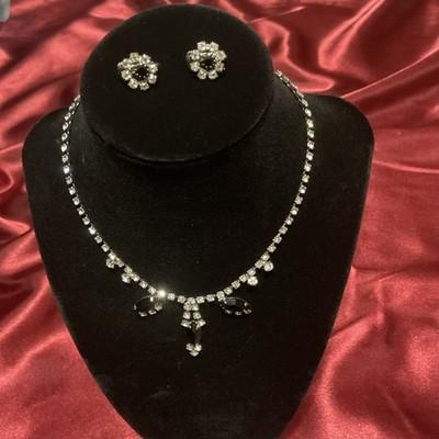 Vintage Or Vintage Style Silver Tone Rhinestone Set