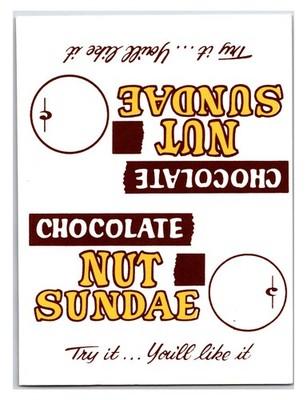 Vintage Original 1950s - Ice Cream Shop Price Sign "Chocolate Nut Sundae"