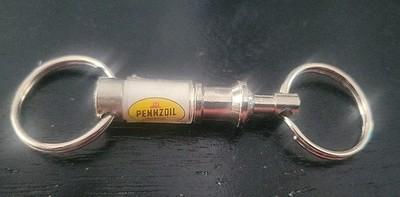 Vintage Pennzoil Keychain Double Loop