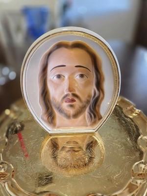 Vintage Porcelain Bust Of Jesus, Concave Face, Eyes Follow You