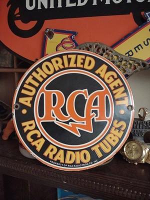 VINTAGE RCA RADIO TV DEALER PORCELAIN METAL SIGN TUBE REPAIR SERVICE DEALER