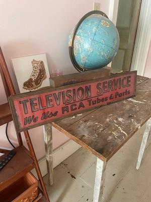 vintage RCA television service lighted metal sign WORKING