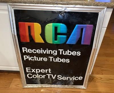 Vintage Stout RCA Color TV Service Receiving Tubes Aluminum Advertising Sign