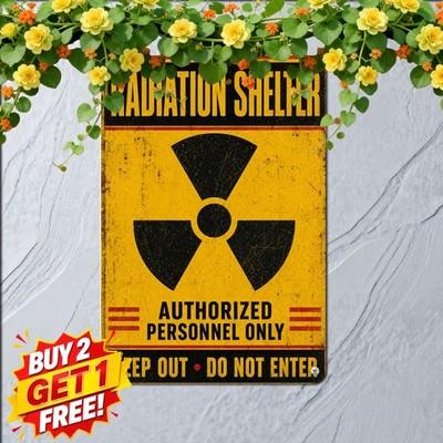 Vintage Style Fallout Shelter Nuclear Hazard Metal Tin Sign