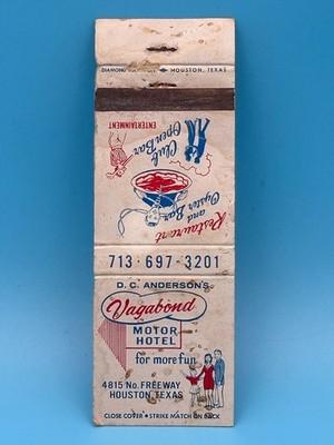 Vintage Vagabond Motor Hotel Houston Texas Matchbook Club Oyster Bar Pool