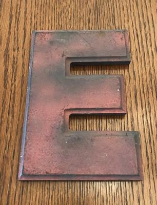 Vintage Wagner Sign Service Cast Aluminum 8" Letter E Movie Marquee