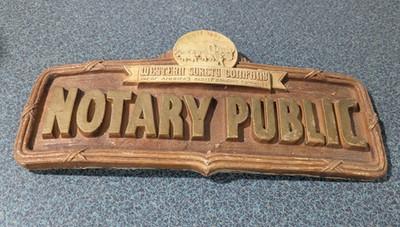 Vintage Wooden Notary Public Western Surety Old Bonding Company Sign Plaque RARE