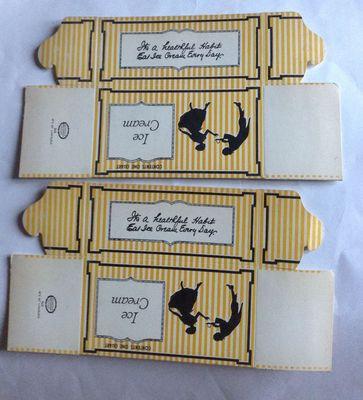 VINTAGE YELLOW STRIPE ICE CREAM ONE QUART BOX NEW OLD STOCK 2 BOXES
