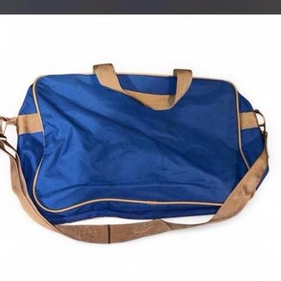 VIP - blue canvas & leather duffle carrying gym or travel bag
