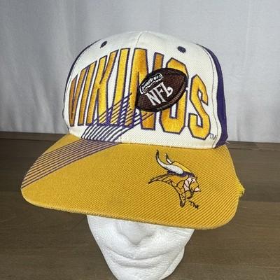 Vtg 90s Minnesota Vikings Spell Out Script NFL Snapback Hat Football Shield Rare