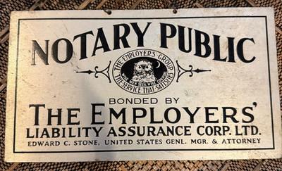 Vtg Notary Public Metal Advertising Sign The Employers Group Liability Assurance