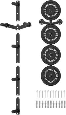 Wall Mounted Weight Plate Storage Rack for Home Gym - Fits 2" Plates