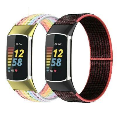 Watch Strap Wristband Replacement for Fitbit Charge 5&Charge 6 Nylon Fabric Band